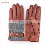 2015 Men's Fashion Nappa Sheep Plover Case Cloth Leather Gloves thumbnail-2