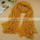 Wholesale Solid Color Cotton Linen Lace Fashion Ladies Scarf Quality Choice thumbnail-3