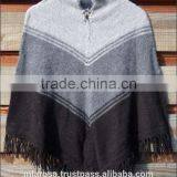 ALPACA WOOL 3 STRIPED COLORS PONCHO
