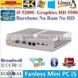 Mini PC Broadwell Mini Host Intel Core i5 5200U 3M Cache Max 2.7GhzWindows HTPC Dual Nics Dual HDMI 4GB Ram 32GB SSD 500GB HDD