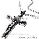 Black Enamel Stainless Steel Jesus Christ Crucifix Cross Mens Pendant Necklace