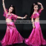 Wuchieal Spandex and Mesh Jacquard Belly Dance Costumes for kids Competition