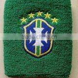 Solid Color Green Terry Cotton Sports Band With Embroidery Logo