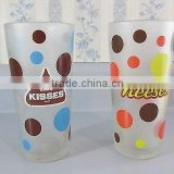 set of 2 color printed frosted drinking glasses