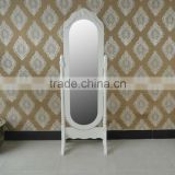 Vintage Easily Assemble for Bedroom Carved Wooden Free Standing Makeup Mirror