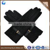 High quality cheap ladies winter warm thick wool gloves with leather belt