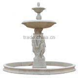 Garden and Plaza Decoration Hand Carving Yellow Marble Angel Fountain thumbnail-3