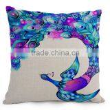 Beautiful Peacock Feather Linen Cushion Cover 45cm Throw Pillow Case Christmas Decoration for Sofa Bed Chair thumbnail-4
