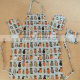 Cute Cat Design Print Cotton Linen Apron thumbnail-1