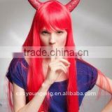 Wholesale cheap price Long red color horn wigs , cosplay hair wigs