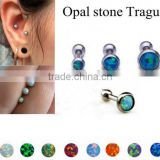 Surgical Steel Ear Tragus Earring Cartiliage Piercing stud Ring With Opal Stone Body fashion Piercing Jewelry Earring Plugs