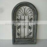 Wall Mirror With Antique Wood-like Frame With Metal Pot Stand thumbnail-1