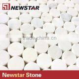Bianco Carrera White Penny Round Marble Mosaic Tile thumbnail-1