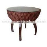 Table Water Hyacinth Table With Glass on Top thumbnail-1