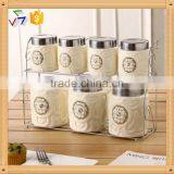 Ceramic Canister Set With Stainless Metal Stand thumbnail-1