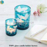 Blue Stained Glass Candle Holder thumbnail-1