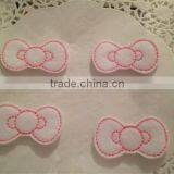 Hot Sell Adorable White and Pink Embroidered Felt Applique Bow Shape Made in China thumbnail-1