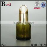 China 15ml Dark Green Frosted Cosmetic Essence Perfume Empty Glass Bottle Basket Dropper Bottle Glass Wholesale thumbnail-6