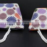 Flora Print Jute Beach Bag With Twisted Rope Handle & With Top Zip Closure thumbnail-3