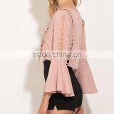 Women Fashion Clothes Crochet Detail Crop Top Summer Top and Blouses for Women thumbnail-2