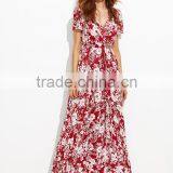 Woman Fashion Short Sleeve Floral Print Button Down Long Maxi Dress thumbnail-3