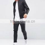 Wholesale Best Price High Quality New Design Durable Ribbed Collar Cotton Spandex Black Casual Men Bomber Wind Jacket thumbnail-4