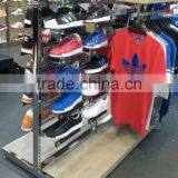 Wood/steel Two Side Clothes Hanger Sneakers Wheel Display