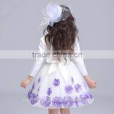 2017 Latest Dress Designs Photos Red Purple Flowers Embroidered Dress thumbnail-5