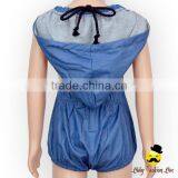 Summer New Design Unisex Jeans Plain Halter Blank Bodysuit Soft Jumpsuit Baby Infant Magic Toddler Bulk Hood Romper thumbnail-1