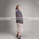 Myfur Women Winter Fluffy Real Raccoon Fur Coat Fur Outerwear Jacket Dark Grey thumbnail-3