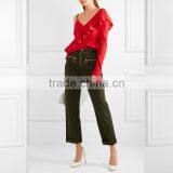 2017 Unique Design Ruffle Blouse Lady Newest Fashion Top thumbnail-5