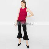 New in Fashionable Black Cropped Bell-bottom Pants for Women thumbnail-3