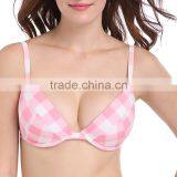 Sexy Nylon Material Mature Women Bikini Padded Bra Pink thumbnail-1