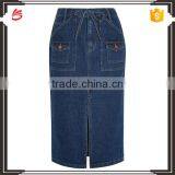 High quality latest model denim skirt high waist with belt long skirt