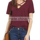 Women's Summer Tops Bandage V-Neck Casual Girls Tees T Shirt thumbnail-2