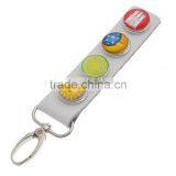 White Castle&Moon Star&Loop&Sun Pattern Snap Button Real Leather Key Chain W/Lobster Clasp thumbnail-1