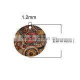 Copper Enamel Painting Charms Round Gold Plated Multicolor Flower thumbnail-2