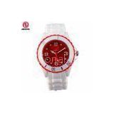 Red dial ladies white watches 1ATM, 3ATM water resistant for Christmas gift