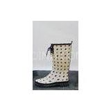 Printing Spring PU Half Rain Boots With Cotton Lining For Ladies