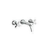 Wall Mounted 3 Hole Wash Basin Mixer Taps With Double Handles for Hotel thumbnail-1