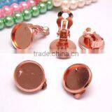 Rose Gold Round Ear Clips Blank Earring Base Tray For 12mm Cabochon Bezels Setting thumbnail-1