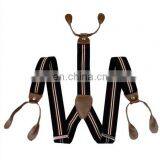 Stripe Color Braces Suspenders With Leather End Finish thumbnail-2
