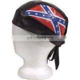 HMB-901L LEATHER BANDANA SKULL CAPS DURAG BLACK FLAG SKULLCAP