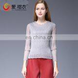 African Fancy Neck Lace Design Ladies Sexy Slim Blouses With Light Gray Lace thumbnail-2