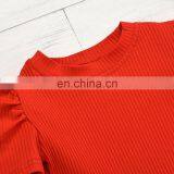 Plain Red Top and Rose Pattern Bell Bottom 2pcs Beautiful Baby Girl Boutique Suit thumbnail-6