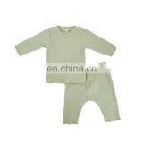 Long Sleeve Organic Cotton Elastic Rib O-Neck Baby Pajama Set