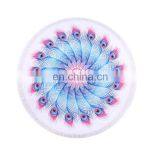 China Manufacturer Recyclable Peacock Feathers Printed Large Microfiber Towels Custom Round Beach Towel With Tassels thumbnail-2