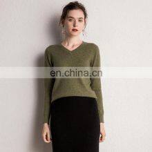 Mreino Вязаный классический вязаный пуловер из шерсти cashmere с открытым вырезом V-образного горла thumbnail-2