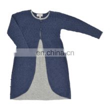 Baby Doll Long Sleeve Cashmere Dress With Cable design at waist