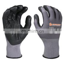 Customize color nylon palm coated nitrile glove for industrial use with printing logo